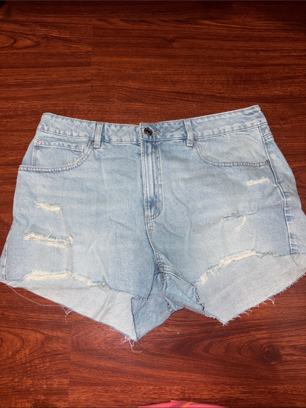 Garage Light Wash Distressed Denim Shorts